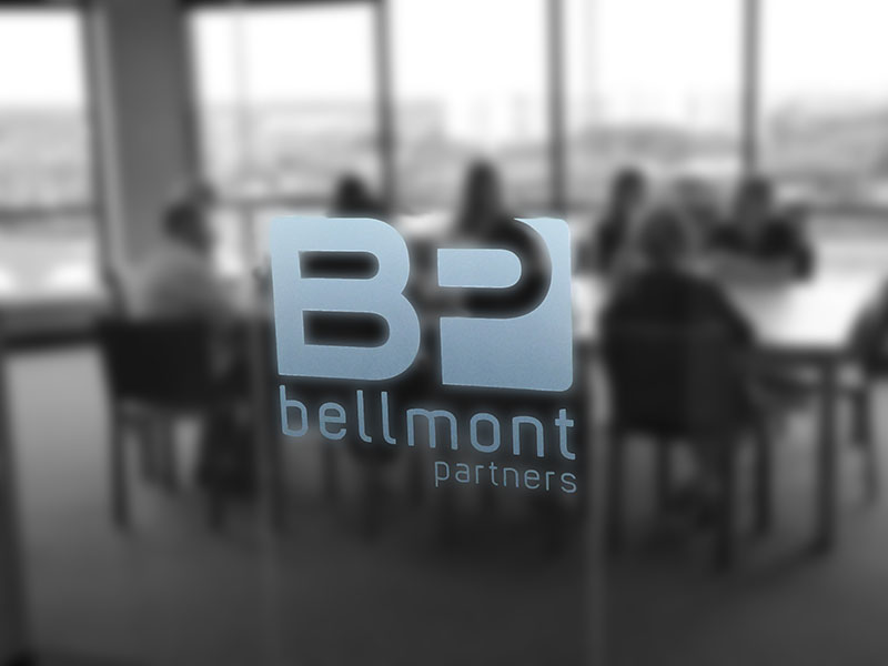 Bellmont logo on glass