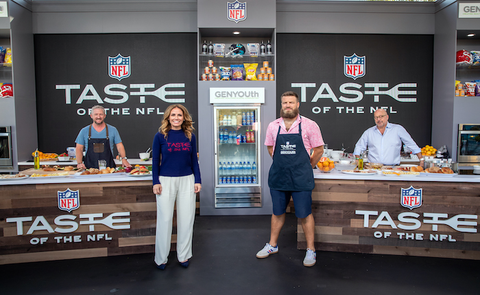 Four people in the Taste of the NFL kitchen