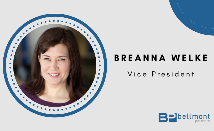Headshot of Breanna Welke with text "Vice President"