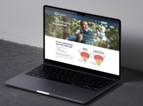 image of an open laptop with the CarePath website open, as created by io urology